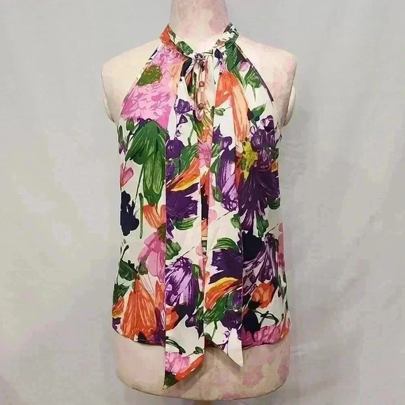 J.Crew Floral Tropical 100% Silk Tank - Picture 1 of 9